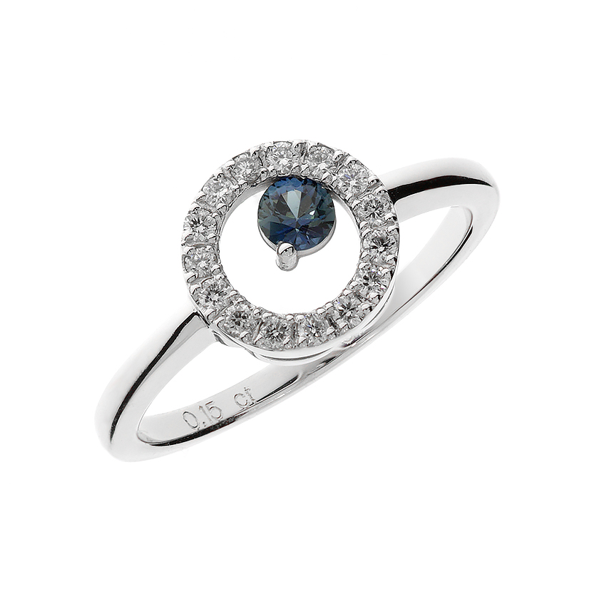 Dijamantni prsten sa plavim Safirom