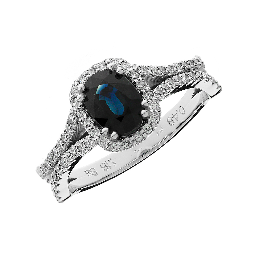 Dijamantni prsten sa plavim Safirom