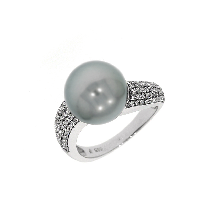 Prsten s biserom i dijamantima