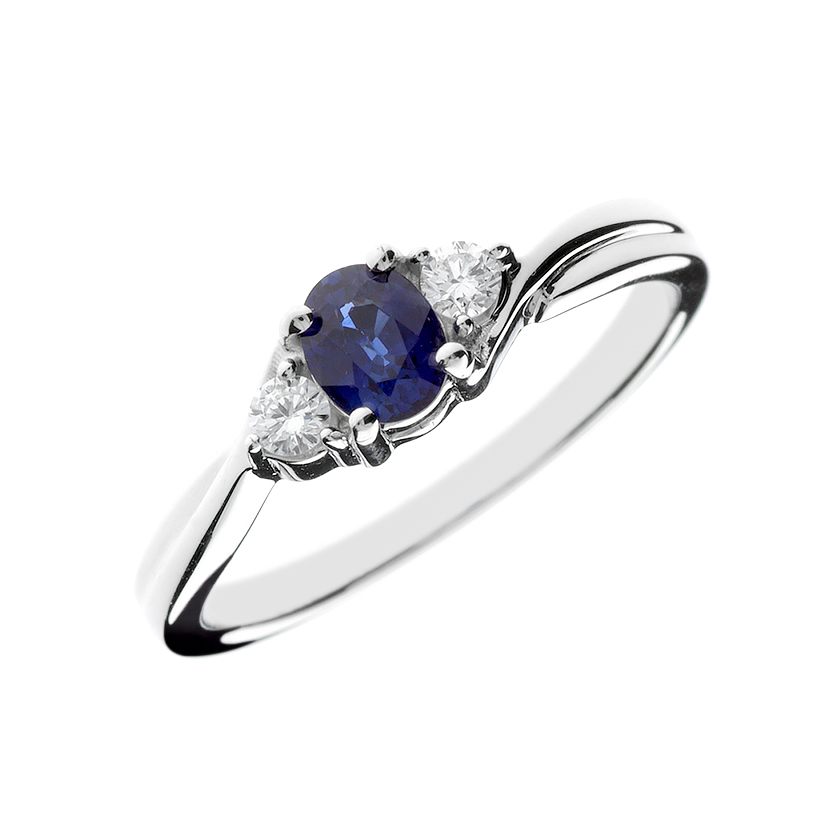 Prsten s plavim safirom i dijamantima