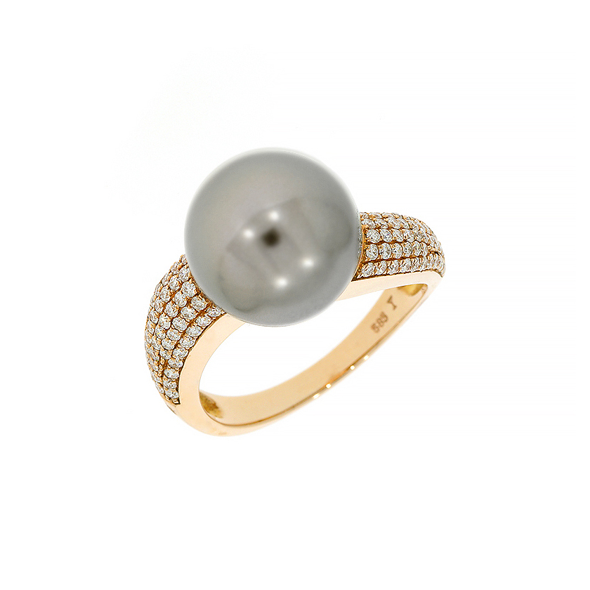 Prsten s biserom i dijamantima