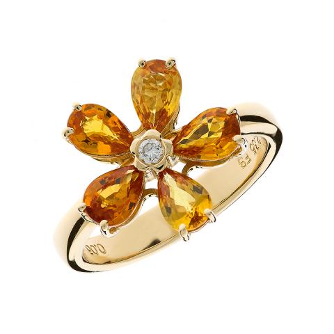 Prsten s fancy safirima i dijamantima