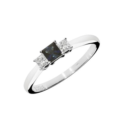 Dijamantni prsten sa plavim Safirom