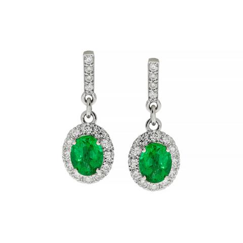 Naušnice sa smaragdima i dijamantima