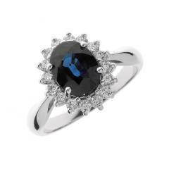 Dijamantni prsten sa plavim Safirom