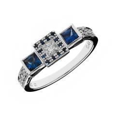 Prsten s plavim safirima i dijamantima
