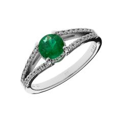 Prsten sa smaragdom i dijamantima