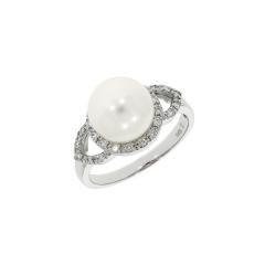 Prsten s biserom i dijamantima