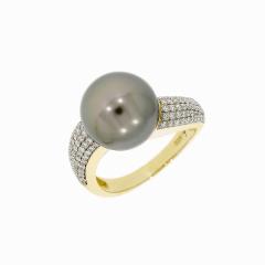 Prsten s biserom i dijamantima